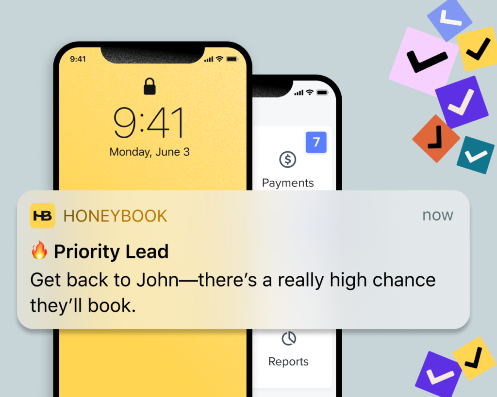 AI-generated priority lead notification from HoneyBook