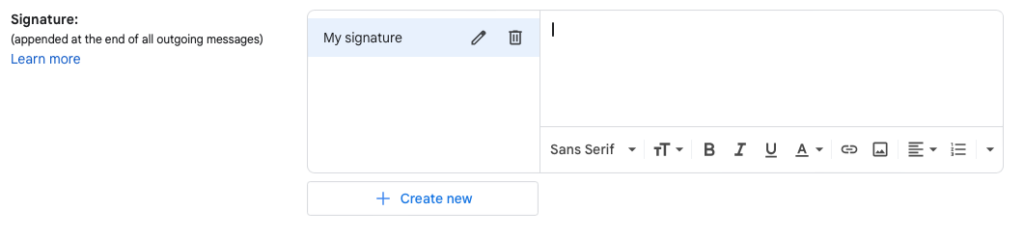 Desktop gmail signature