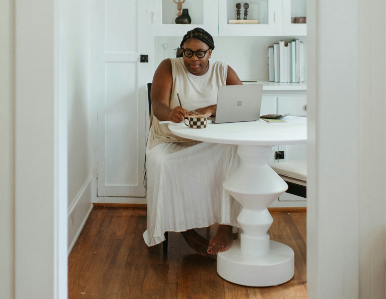 Woman starting a consulting business at home